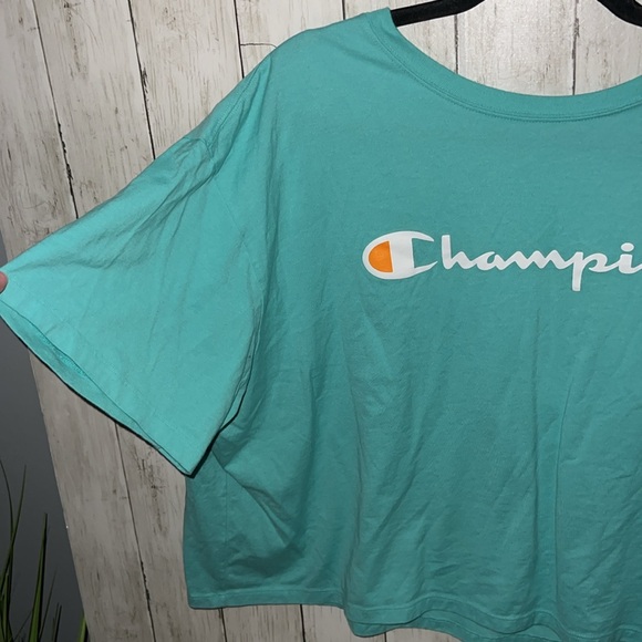 Champion Boxy Fit Short Sleeve T Shirt 3X Teal Blue Crew Neck Used - Picture 2 of 5